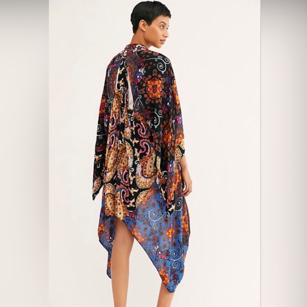 FREE PEOPLE RARE MARLEY MIXED PRINT CARDIGAN LAYER KIMONO ONE SIZE - Picture 1 of 6